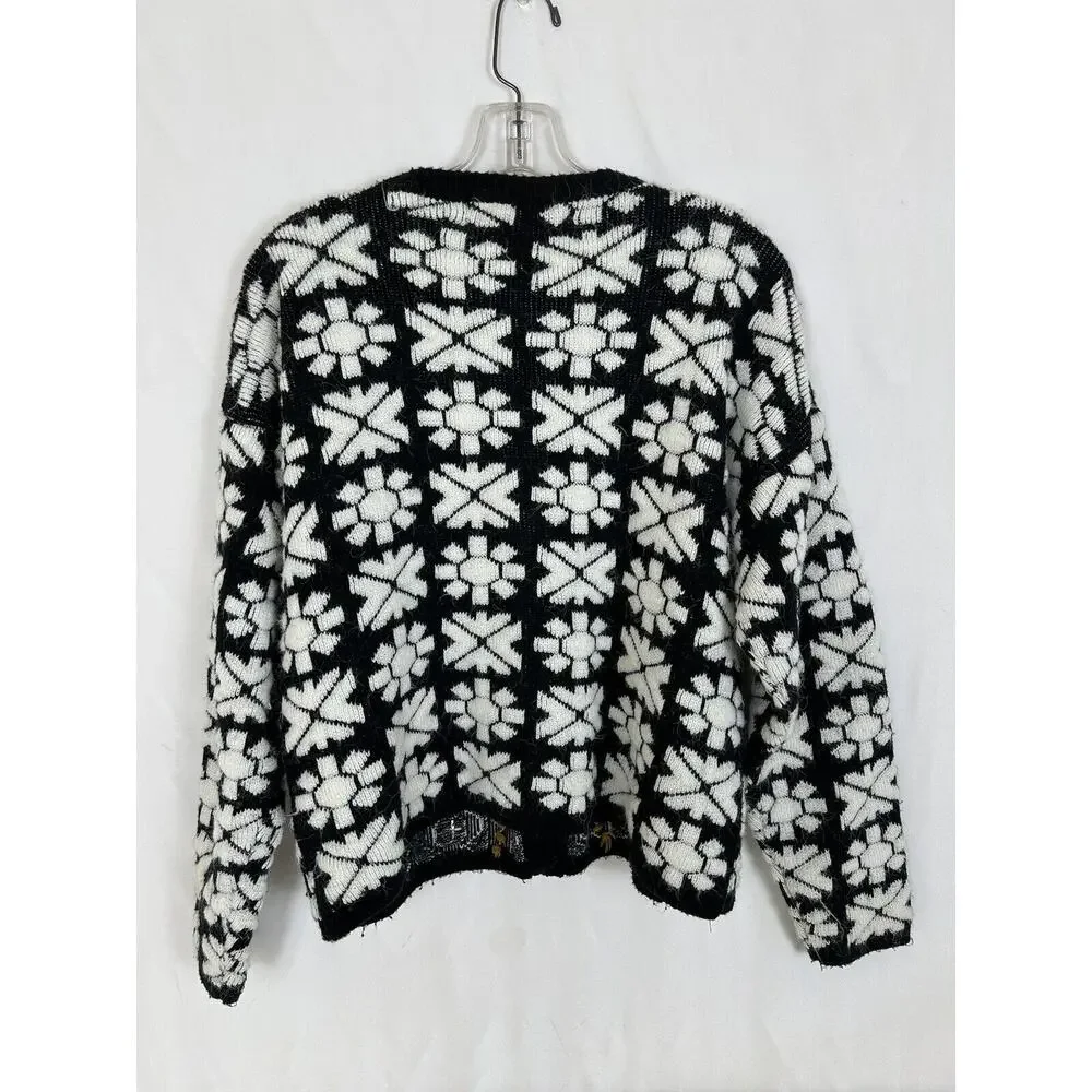 Vintage 3D Knit Cardigan Sweater Mirror Kitty‎ Hawk Vivan Wang Women's Artsy MED